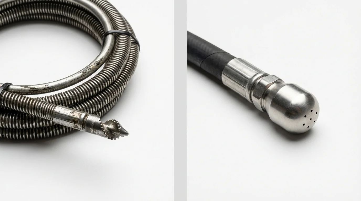 Drain snake cable and hydro jetting nozzle used for drain cleaning in Dixon, MO