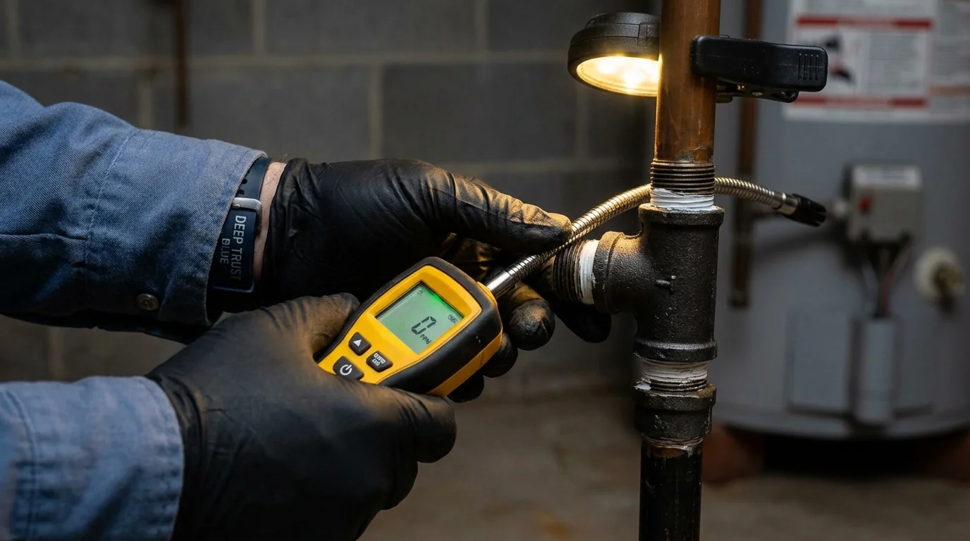 Gas leak detection with electronic sniffer by Johns Plumbing LLC in Dixon